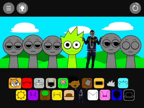 Scratchy Sprunki Mod Remix character and interface showcase