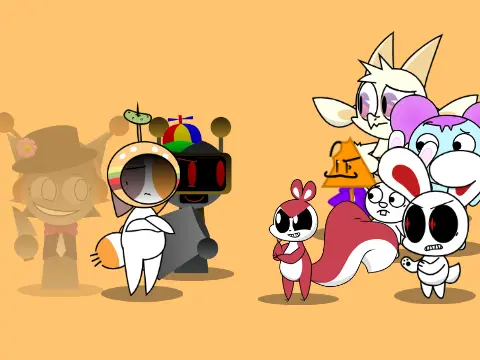 SDC Reboot Affwicted Kitty featuring Wenda, Fun Bot, Chikn Nuggit and Pibby characters crossover