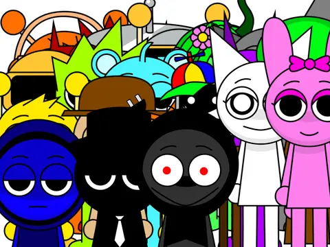 Some Grounded Characters from Sprunki game logo featuring multiple grounded Sprunki character designs