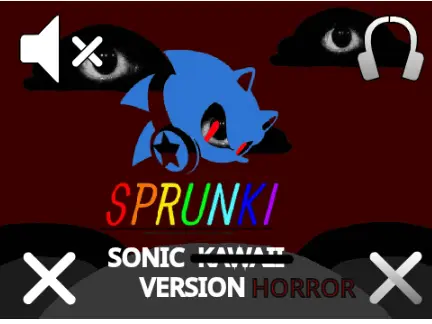 Logo for the Sonic Sprunki Horror Version mod featuring creepy EXE-style characters