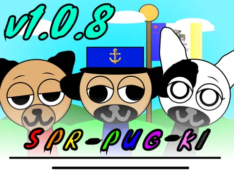 Sprpugki Incredibox Mod V game cover showing Puggy, Sophie, Duke and other characters from the Pugton Republic