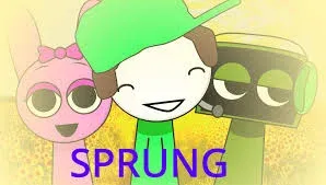 Sprunki Sprung Game Logo - Colorful bouncing Sprunki characters
