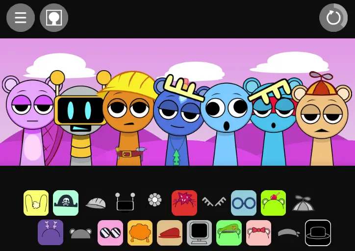 Sprunki Happy Friends Gameplay - Customization and Activities Sprunki Happy Friends Gameplay Screenshot - Creating happy characters