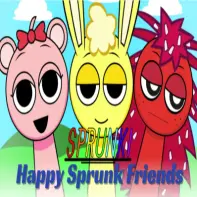 Sprunki Happy Friends Game Logo - Colorful character creation game