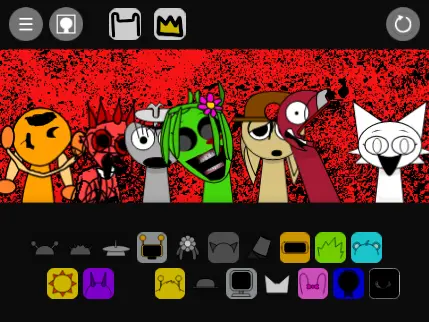 Sprunked But Better game interface with Sprunki-style elements