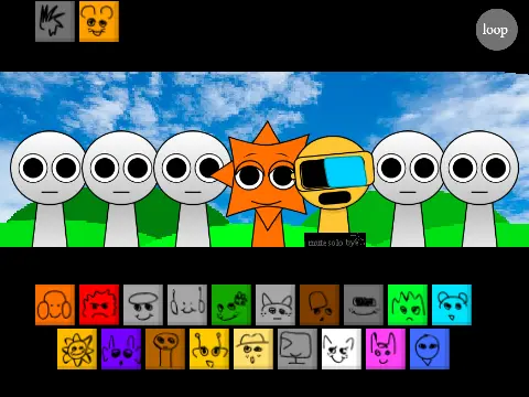 Logo for Sprunki 1996 But Sprunki Remix V5, featuring horror-themed characters and bonus icons
