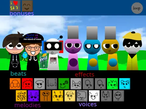 Sprunki 1996 With My OCs Game Cover - Retro character customization interface