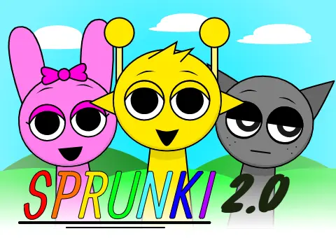 Sprunki 2.0 V3 game logo featuring updated character designs