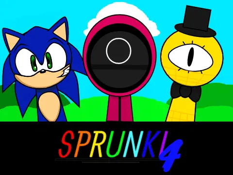 Sprunki 4 Remix game logo featuring colorful characters