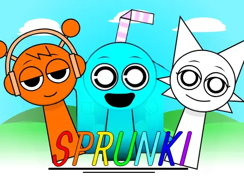 Sprunki Aqua Game Logo - Water-themed sprunki characters
