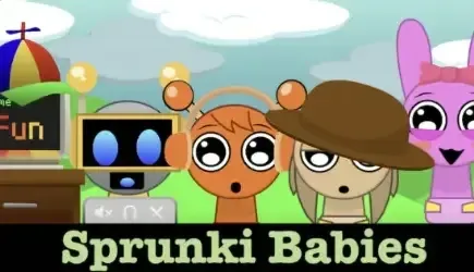 Sprunki Baby Game Logo featuring cute baby characters