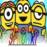 Sprunki Banana Edition Logo - Tropical yellow banana-themed characters