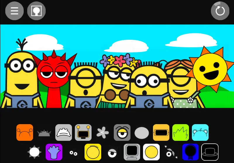 Sprunki Banana Edition Mod Gameplay Screenshot showing banana characters and fruity interface