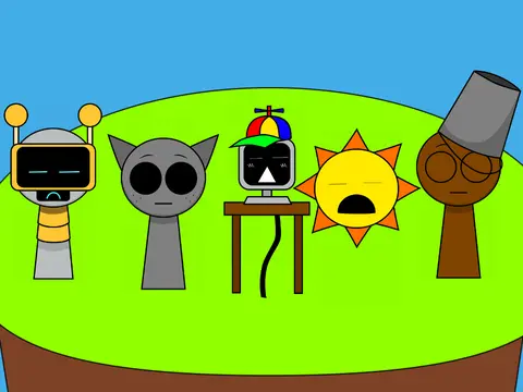 Music band formation game where players assemble Sprunki characters into a complete musical group