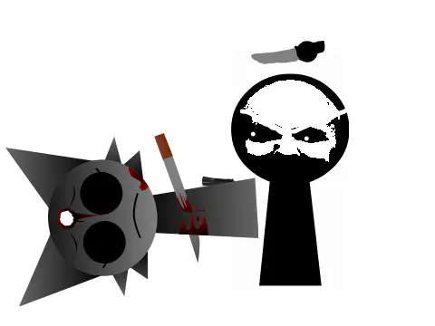 Logo for Sprunki - Black Ends Wenda, depicting the confrontation between Black and Wenda.
