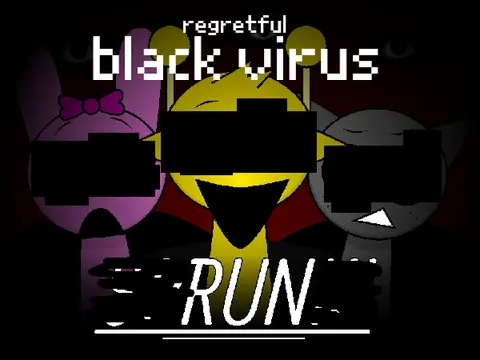 Sprunki Black Virus Regretful game logo featuring infected characters