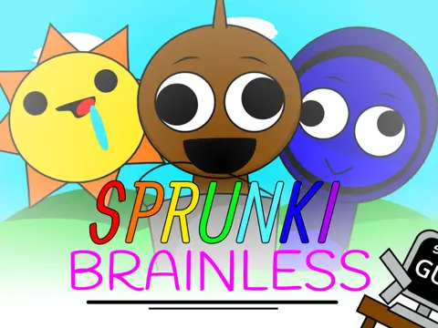 Sprunki Brainless Edition Game Logo - Wacky Characters in Chaotic Scene