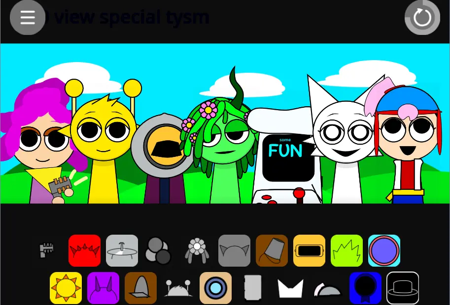 Sprunki Brawl Stars 2 Gameplay Action Sprunki Brawl Stars 2 Gameplay Screenshot - Three Sprunki Characters in Mid-Battle