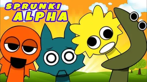 Sprunki But Alpha Song animated music video cover with musical Sprunki characters