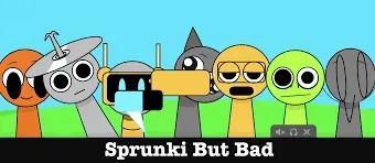 Sprunki But Bad Game Logo - Corrupted Characters Edition