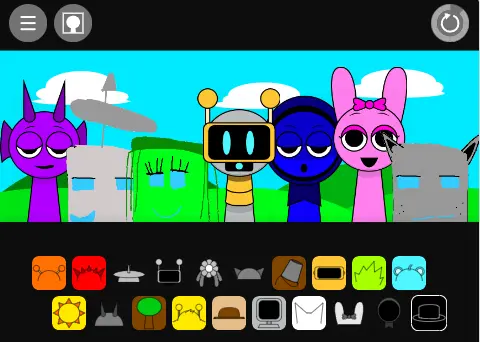 Sprunki Cube Characters In-Game Action Gameplay Screenshot of Sprunki Cube Characters