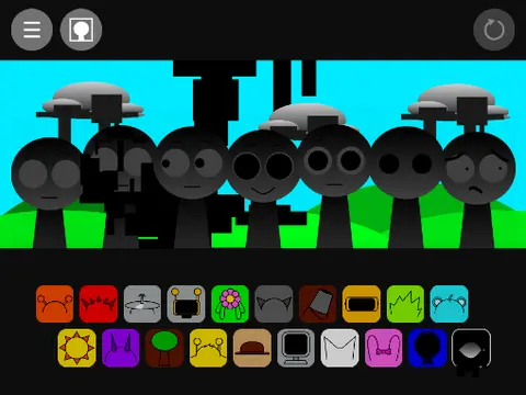 Corrupted Sprunki game cover showing glitched and distorted characters