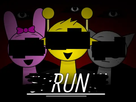 Dark cursed version of Sprunki game showing horror-themed musical interface