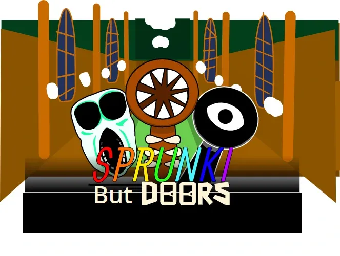 Sprunki But Doors Official Game Cover Sprunki But Doors Game Logo - Horror version of Sprunki character with eerie doors