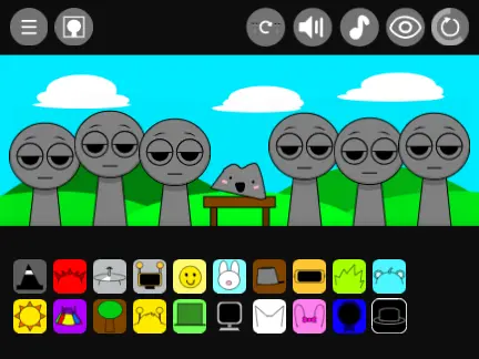 Sprunki But Friend Group Unfinished character logo showing multiple Sprunki friends together