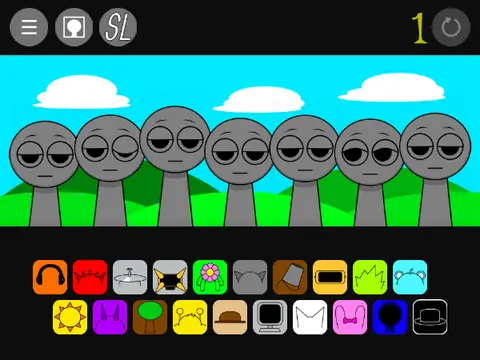 Unfinished Sprunki character with creative music elements