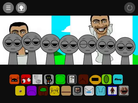 Funny Sprunki characters creating chaotic music