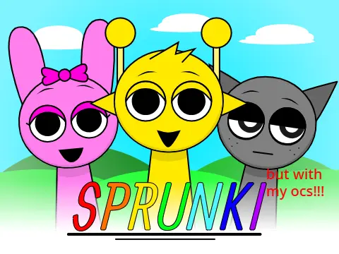 Sprunki But I Used My Ocs I Guess game logo featuring custom characters