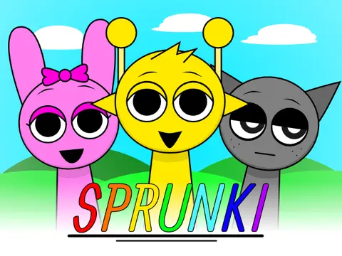 Sprunki But in the Past V7 retro music game logo