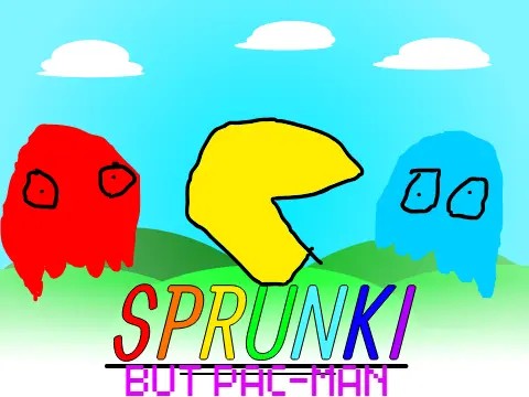 Pacman-inspired Sprunki game showing maze elements combined with musical interface