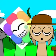 Sprunki But Its Random Things Game Logo - Colorful chaotic characters