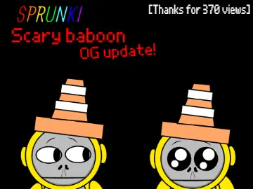Horror remake version of Sprunki featuring a scary baboon character in a creepy game