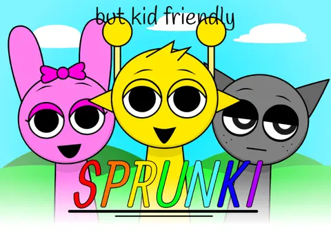 Sprunki But Kid Friendly V2 game logo with colorful child-friendly characters