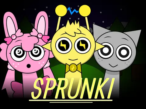 Cover art for Sprunki But Night Time Redrawn Remix, featuring a nighttime theme