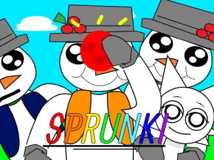 Sprunki But Snowmen Changing Icon Textures Game Logo - Snowmen Themed Sprunki Game