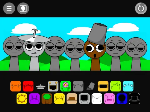 Sprunki game featuring animated character objects in incredibox style