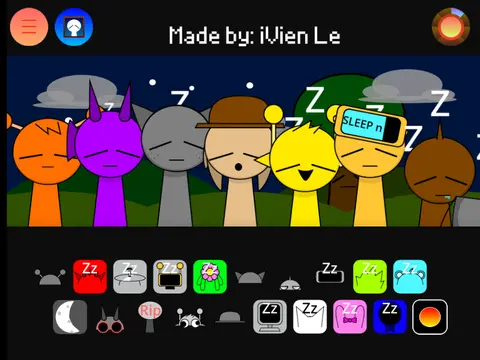 Sprunki But There All Asleep game showing sleeping musical characters