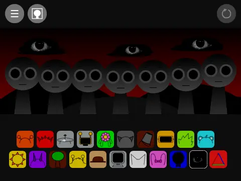 Happy Sprunki characters creating peaceful music in Completely Fine game on gosprunki.net