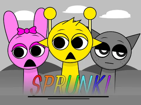 Sprunki But They Lost Their Colour game featuring grayscale characters and monochrome interface