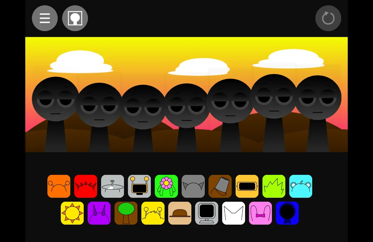 Sprunki But Uh Game Logo - Featuring surprised Sprunki characters