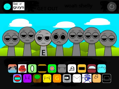 Sprunki But Uh V2 game logo featuring colorful Sprunki characters for music creation