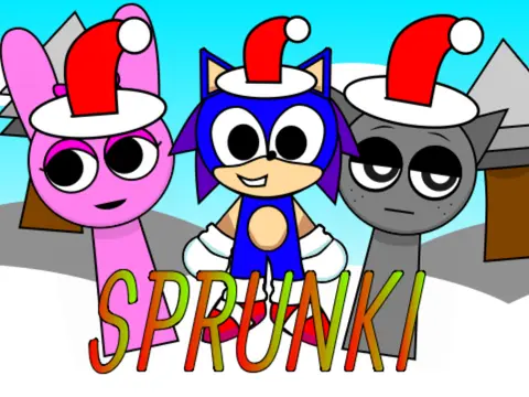 Sprunki Christmas Mod and Sonic Game Cover Art