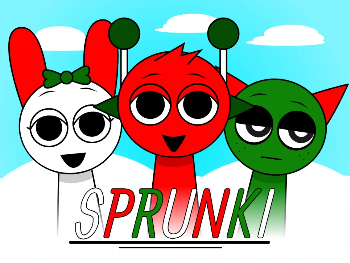 Sprunki Christmas Edition Logo featuring festive characters