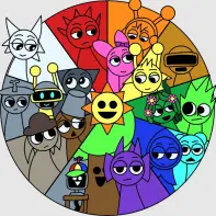 Sprunki Colors Game Logo - Vibrant Character Coloring Game