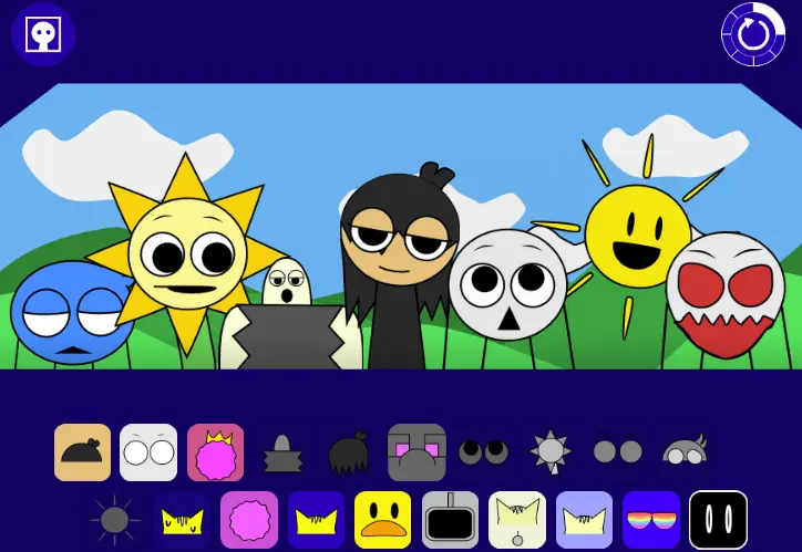 Gameplay Preview of Sprunki Comisprunki Sprunki Comisprunki Gameplay Screenshot - Interactive Elements