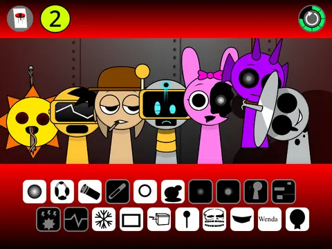 Official logo for Sprunki Corruptbox 2 Remix V2 game featuring iconic sprunki characters